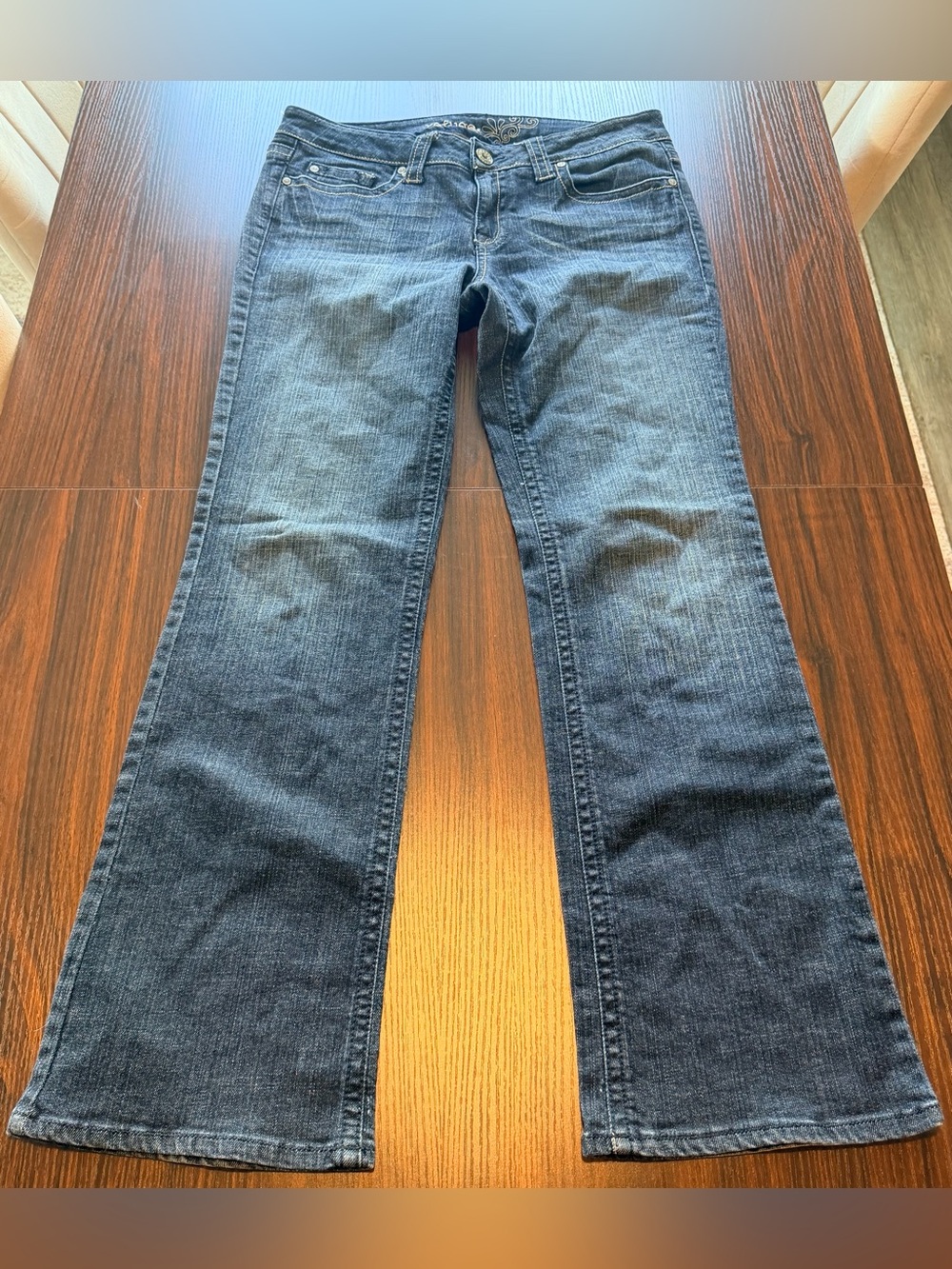 Refuge Womens Denim Vintage Y2K Low Rise Bootcut Jeans Embroidered Pocket Size 9